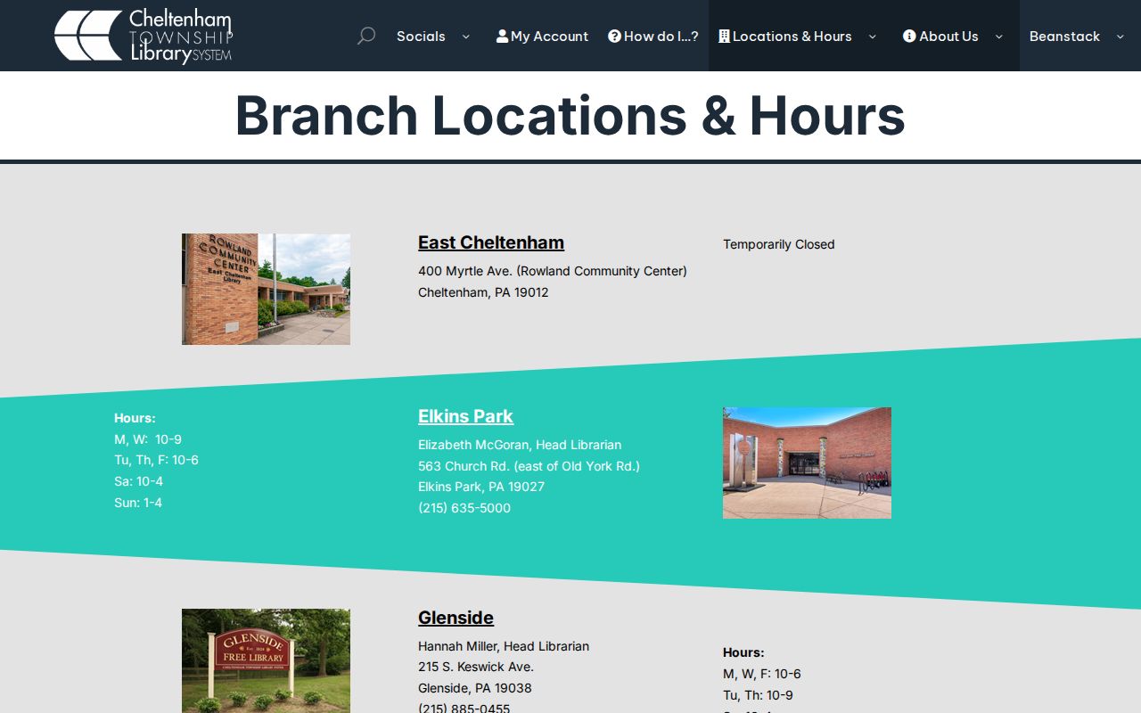 Cheltenham Township city directory research local library locations page
