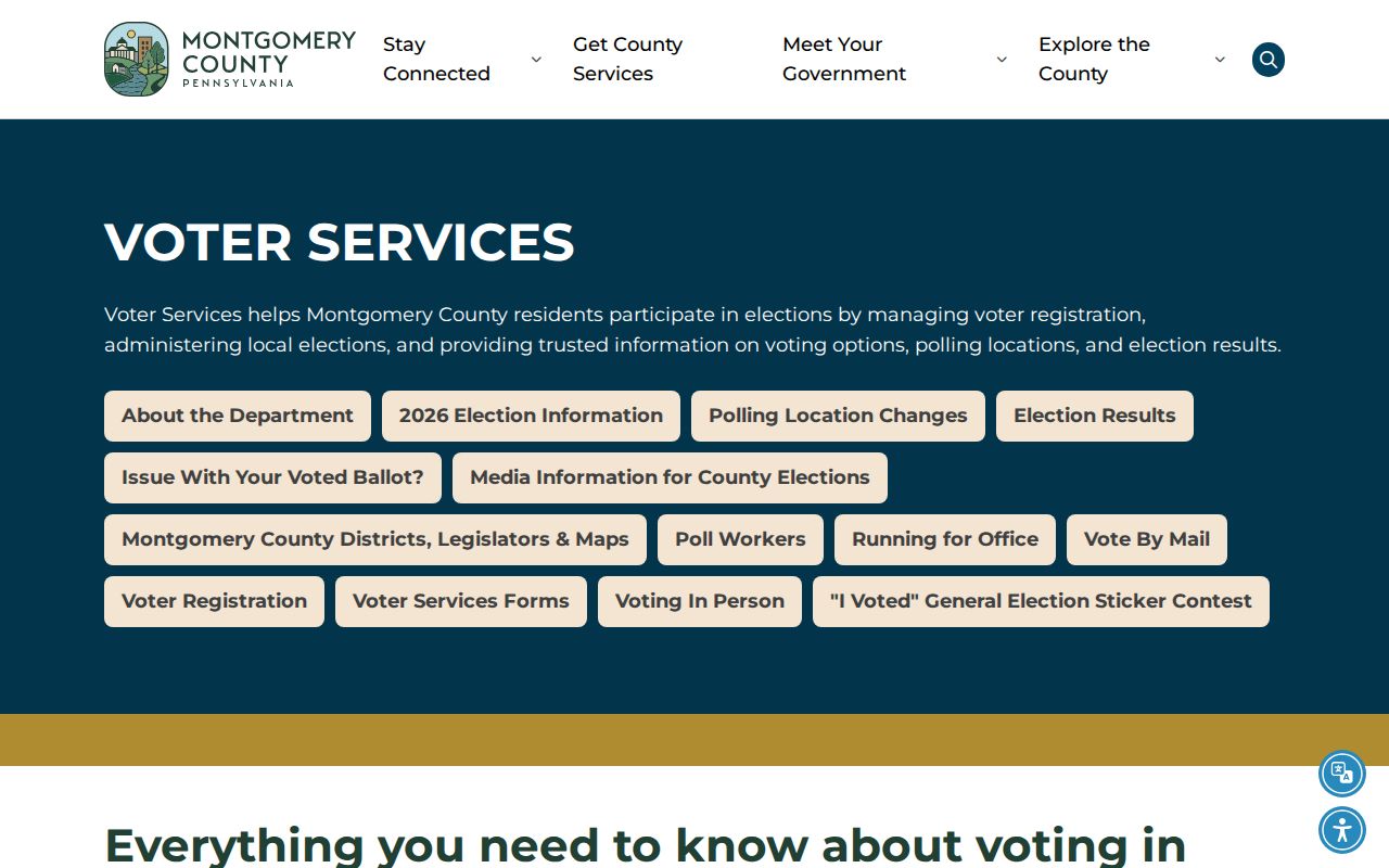 Cheltenham Township residents directory Montgomery County Voter Services office page