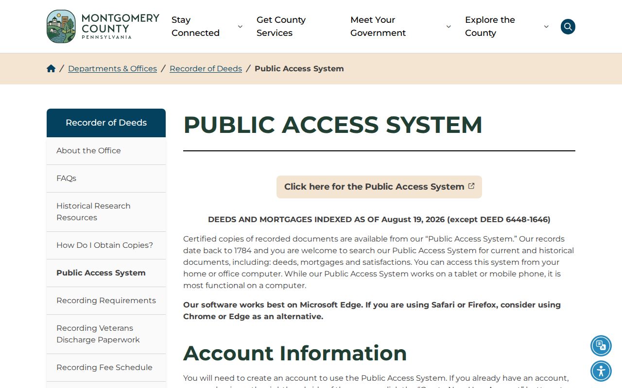 Cheltenham Township residents directory Recorder of Deeds public access instructions