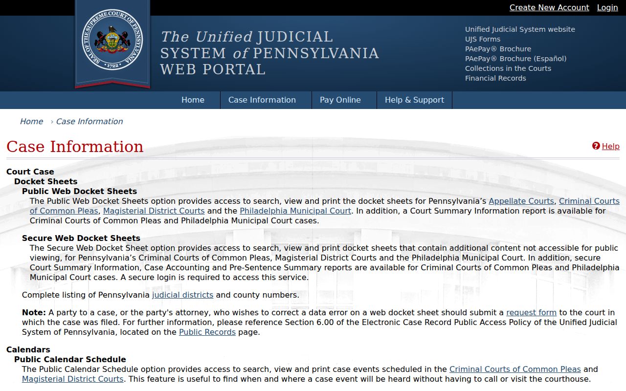 Cheltenham Township residents directory Pennsylvania UJS case information portal