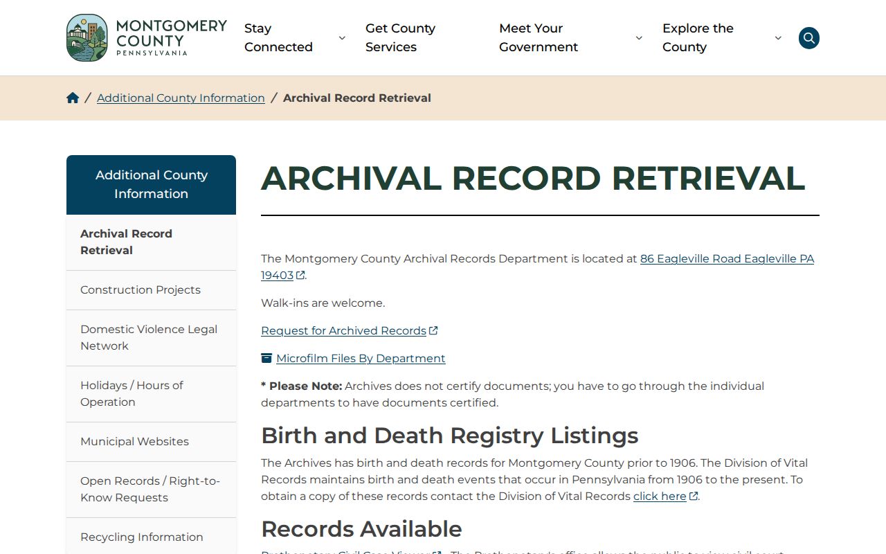 Cheltenham Township previous residents County Archives record retrieval source