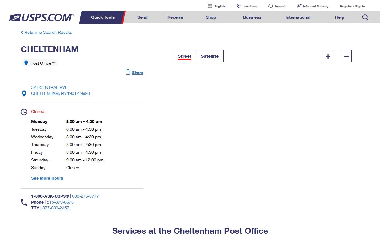 Cheltenham Township ZIP code USPS Cheltenham Post Office page